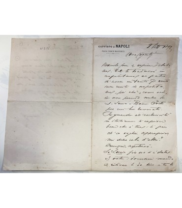 Lettera autografata da Salvatore Di Giacomo.