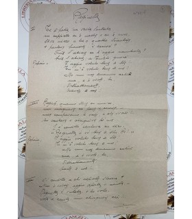 "Reginella" canzone di Libero Bovio manoscritta con monogramma Salvatore Di Giacomo.