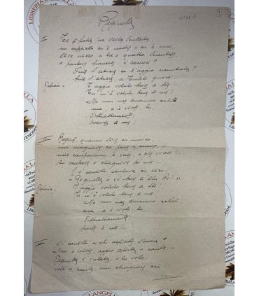 "Reginella" canzone di Libero Bovio manoscritta con monogramma Salvatore Di Giacomo.