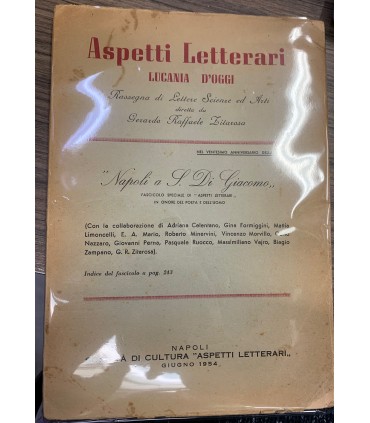 Aspetti Letterari Lucania d'Oggi. Nel ventesimo anniversario della morte. "Napoli a S. Di Giacomo".