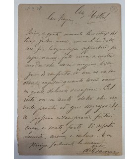 Foglietto lettera a Ragione con autografo di Salvatore Di Giacomo.