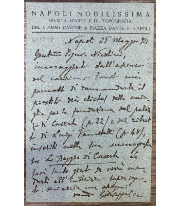 Cartolina Autografo di Giuseppe Ceci.
