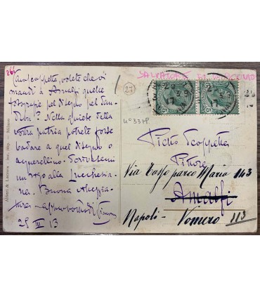 Cartolina Autografo a Pietro Scoppetta di Salvatore Di Giacomo.