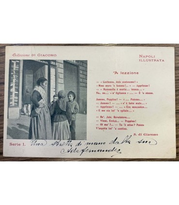 Cartolina Napoli illustrata - Collezione Di Giacomo. "'A Lezzione".