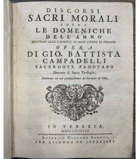 Discorsi sacri morali sopra le domeniche dell'anno.