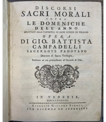 Discorsi sacri morali sopra le domeniche dell'anno.