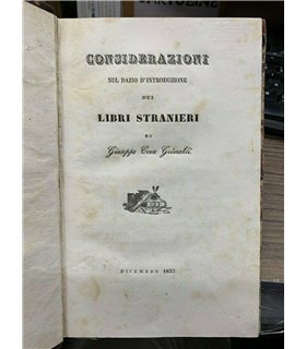 Considerazioni sul dazio d'introduzione dei libri stranieri