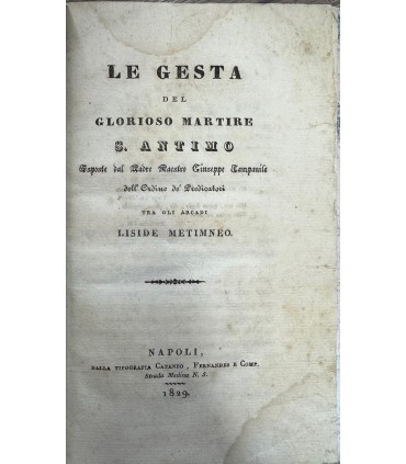 Le gesta del glorioso martire S. Antimo.