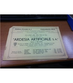 Listino prezzi n. 1. Calendario 1934