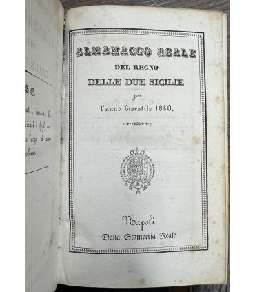 Almanacco reale del Regno delle Due Sicilie per l'anno bisestile 1840.