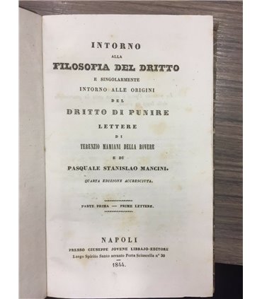 Intorno alla filosofia del diritto e singolarmente intorno alle origini del dritto di punire