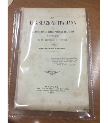 La legislazione italiana ed il matrimonio delle persone religiose