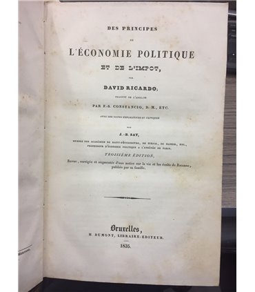 Des principes de l'économie politique et de l'impot