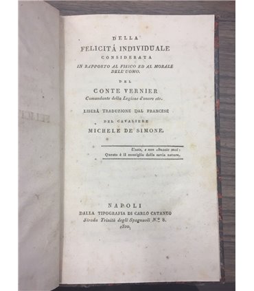 Della felicità individuale considerata in rapporto al fisico e al morale dell'uomo