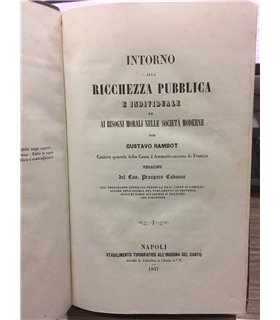 Intorno alla ricchezza pubblica e individuale ed ai bisogni morali nelle società moderne