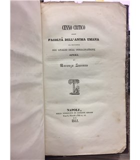 Cenno critico sulle Facoltà dell'Anima Umana da precedere all'analisi dell'immagine