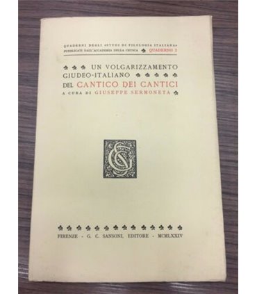 Un volgarizzamento giudeo-italiano del cantico dei cantici