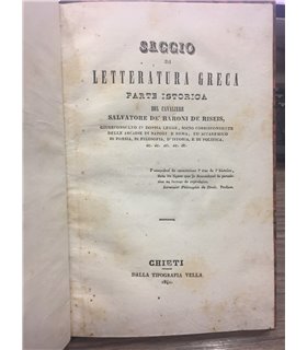 Saggio di letteratura greca. Parte Istorica