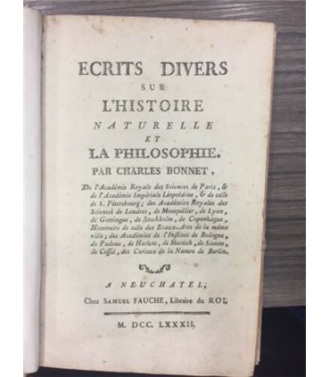 Escrits divers sur l'Histoire naturelle et la philosophie