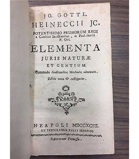 Elementa juris nature et gentium. Commoda Audiotoribus adornata. Editio nova e castigatior