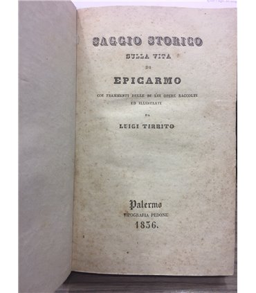 Saggio storico sulla vita di Epicarmo