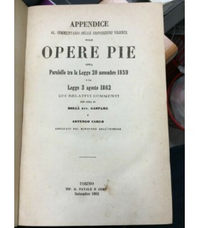 Appendice al commentario delle disposizioni vigenti sulle opere pie