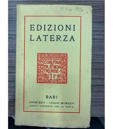 Catalogo della casa editrice Gius. Laterza & Figli Bari