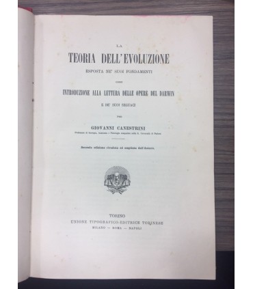La teoria dell'evoluzione esposta ne' suoi fondamenti come introduzione alla lettura delle opere del Darwin e de suoi seguaci