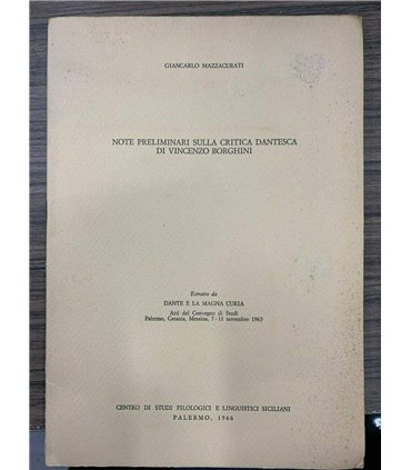 Note preliminari sulla critica dantesca di Vincenzo Borghini.