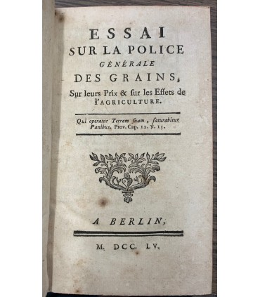 Essai sur la police générale des grains