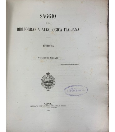 Saggio di una bibliografia algologica italiana