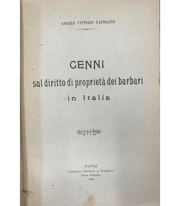 Cenni sul diritto di proprietà dei barbari in Italia