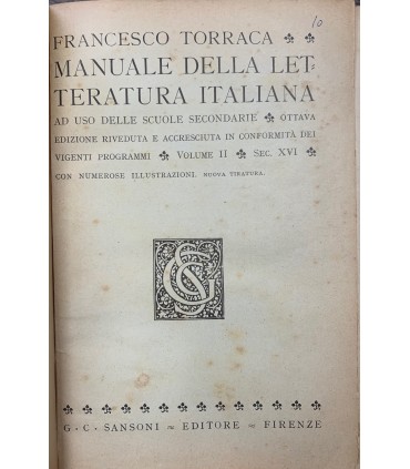 Manuale della letteratura italiana. Volume II