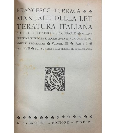 Manuale della letteratura italiana. Volume III parte I