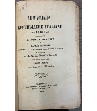 Le rivoluzioni e repubbliche italiane del 1848 e 49