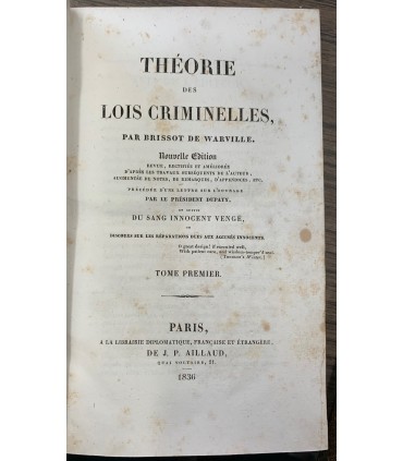Théorie des Lois criminelles