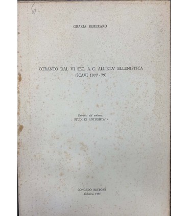 Otranto dal VI sec. A.C. all'età ellenistica (scavi 1977-79)