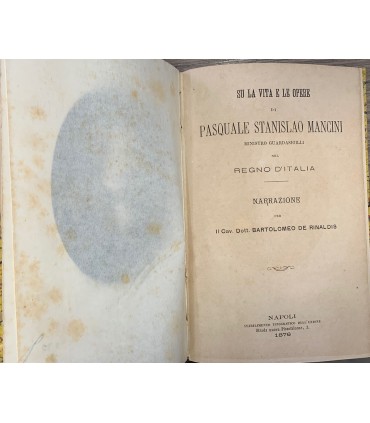Su la vita e le opere di Pasquale Stanislao Mancini ministro guardasigilli del Regno d'Italia