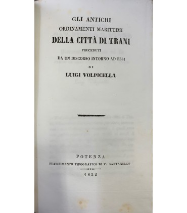 MISCELLANIA. Gli antichi ordinamenti marittimi della Città di Trani